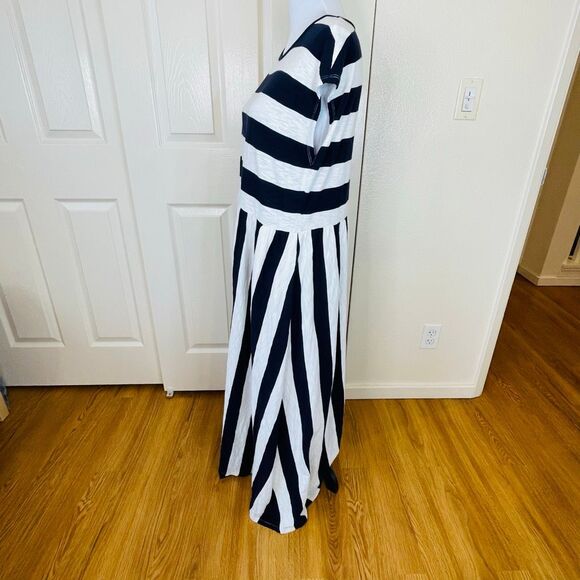 Boden British Striped Cotton T-Shirt Midi Dress Blue Stripe Size 12P - Picture 3 of 12
